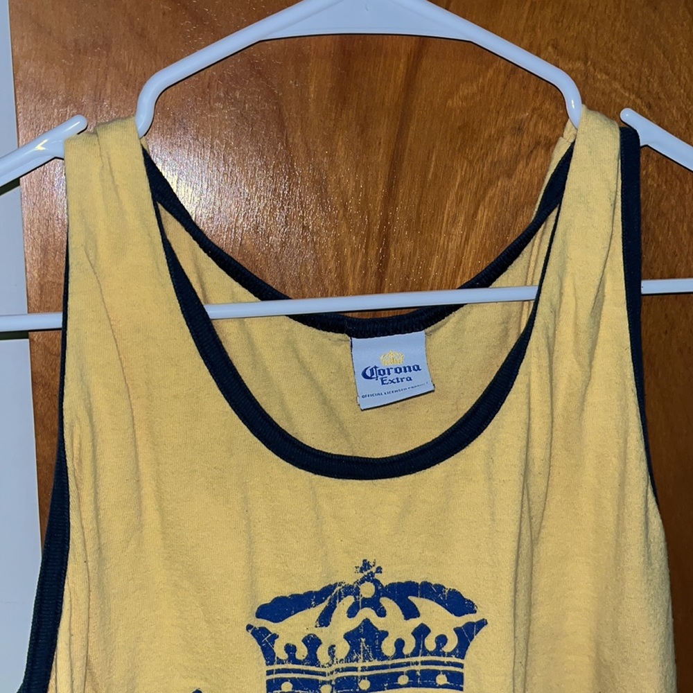 Yellow Corona Extra Playa Del Carmen Mexico Tank Top - Picture 2 of 4